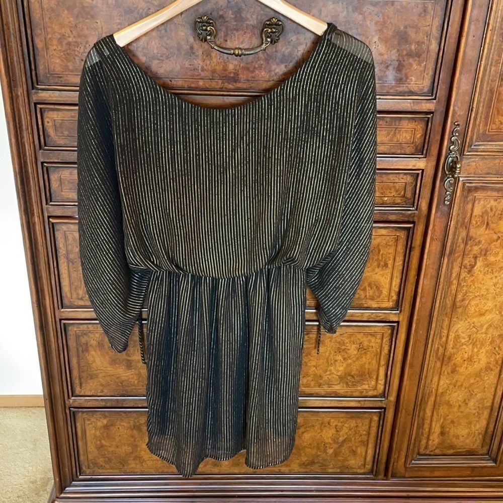 MAUDE black and gold striped dress - Picture 2 of 6